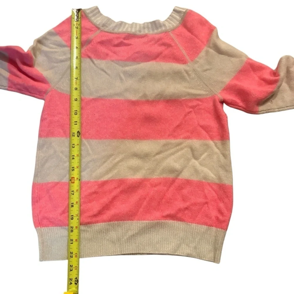 J. Crew Collection Italian Cashmere Plaited Rugby Stripe Pink Sweater XS
